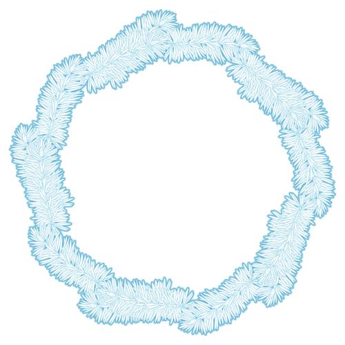 松树。矢量图 圆形松枝花环白底装饰