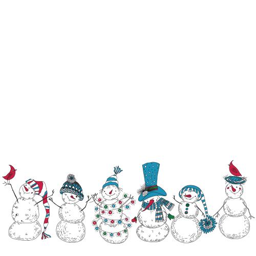 雪人。矢量图 可爱的卡通雪人与白底文字添加区域