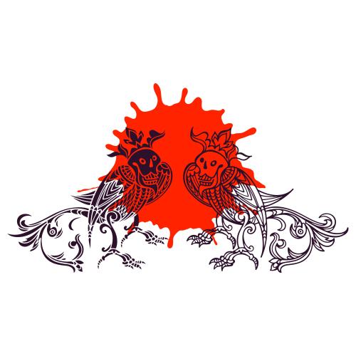 矢量图片 带神话人物和白底红斑的构图