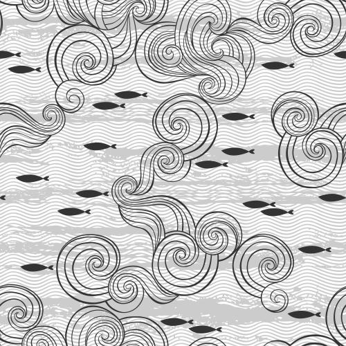 鱼类。矢量图 鱼浪白