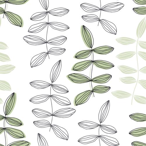 矢量图片 白色背景上的植物、轮廓和剪影