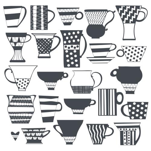 物品。矢量图 别致白色款杯