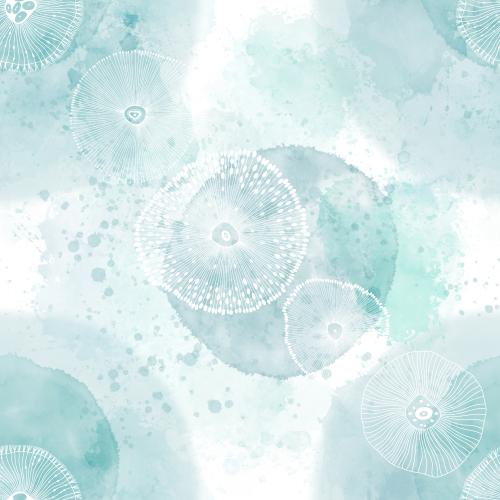 原创位图 蓝色水彩抽象海洋生物