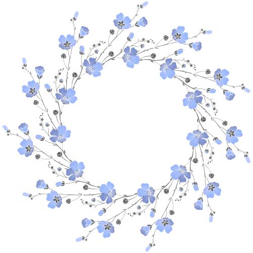 亚麻。矢量图 亚麻花白底圆框