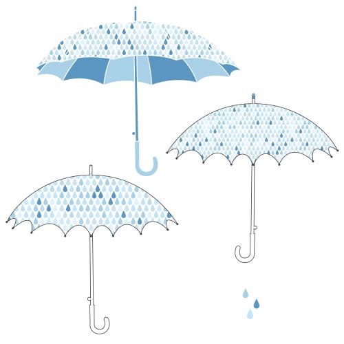矢量图片 透明伞带雨滴印花白色款三种样式