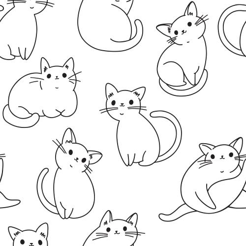 猫。矢量图 可爱的猫咪在白色