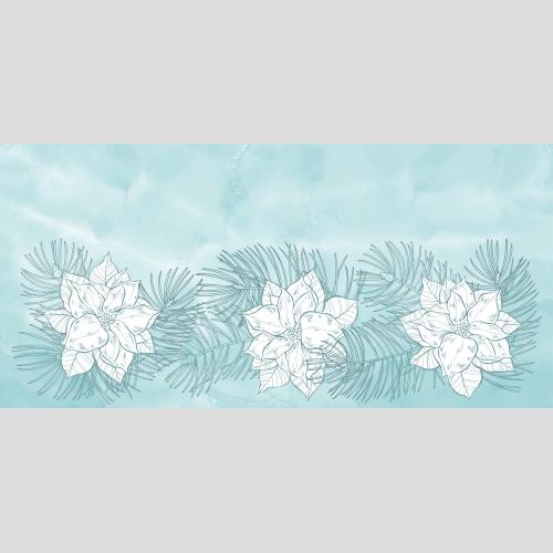 矢量图片 松枝，一品红花朵，淡蓝水彩背景的文本区域