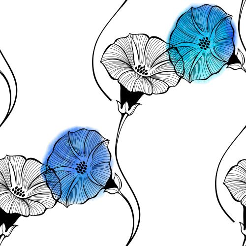牵牛花。矢量图 水彩旋花图案，白色背景