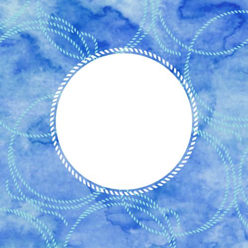 矢量图片 海用绳索，圆形白色文字区域蓝色水彩背景
