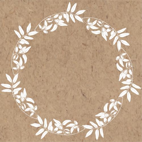忍冬花。矢量图 忍冬，圆形相框，卡纸上白色剪影