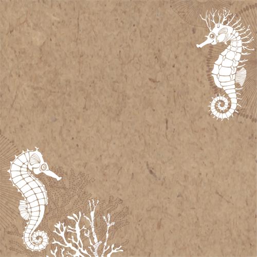 矢量图片 海马、珊瑚、牛皮纸文字区角形设计