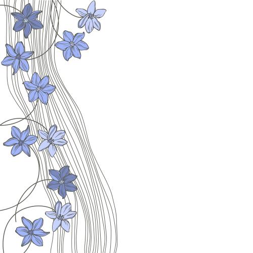 矢量图片 花朵、波浪状竖线、白色文本框