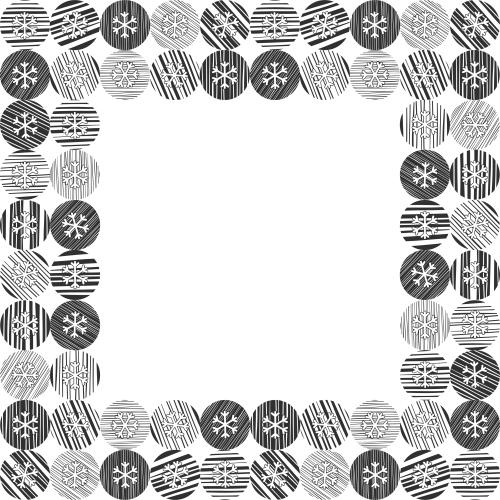 正方形。矢量图 雪花在条纹圆环中 白底文本区 方形框架