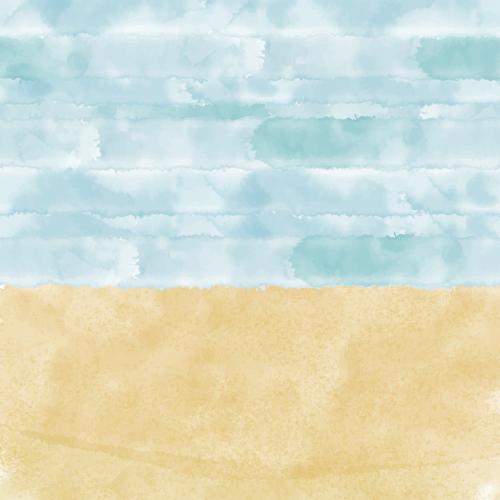 海滩。矢量图 海滩假日主题抽象水彩画