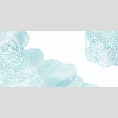 图像蓝色水彩碎片上的装饰波浪，白色文字空间，角形构图