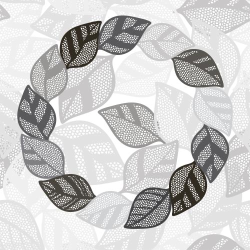 矢量图片 梦幻花边叶子白底