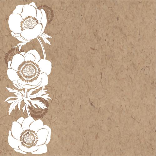 海葵花。矢量图 银莲花、剪影和花卉轮廓、牛皮纸预留文本位置