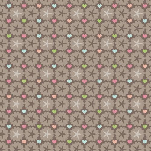 浪漫。矢量图 彩色心形和抽象花朵棕色调