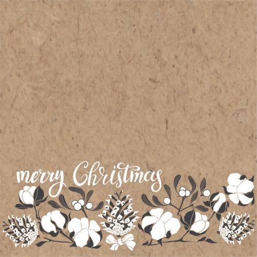 蝴蝶结。矢量图 松果棉花槲寄生物纸印英文Merry Christmas圣诞装饰带