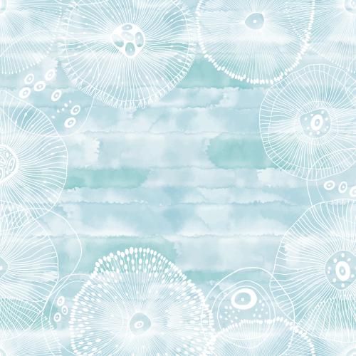 矢量图片 抽象海洋生物图案，蓝色水彩风格的文本留白艺术品