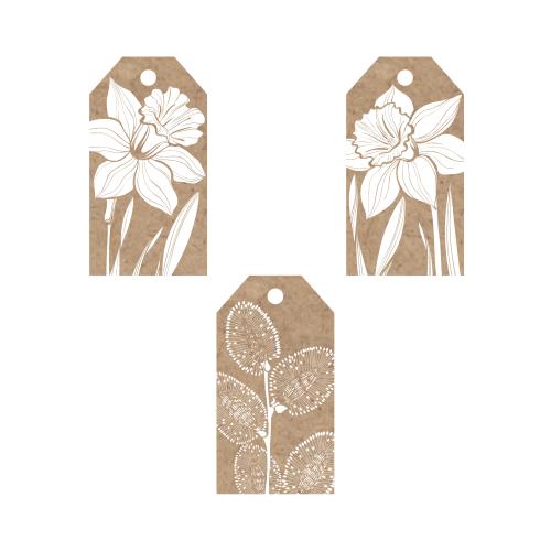 柳树。矢量图 水仙花和柳枝的手工吊牌