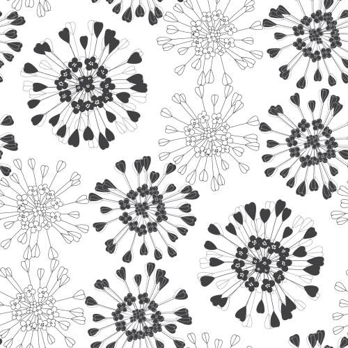 矢量图片 风格化的花朵、轮廓和剪影在白色背景上