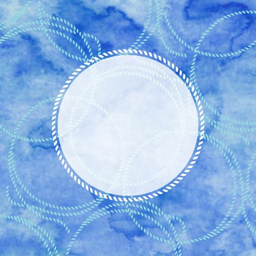 海用绳子。矢量图 海洋绳索 蓝色水彩文字框