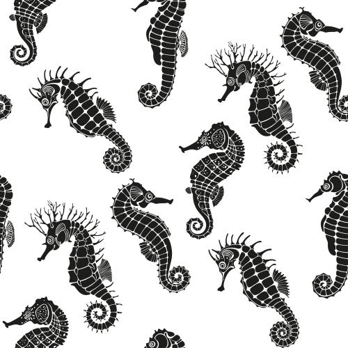矢量图片 海马白底黑剪影