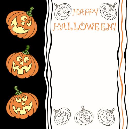 南瓜。矢量图 可爱南瓜灯带 Happy Halloween 字样和文字区域