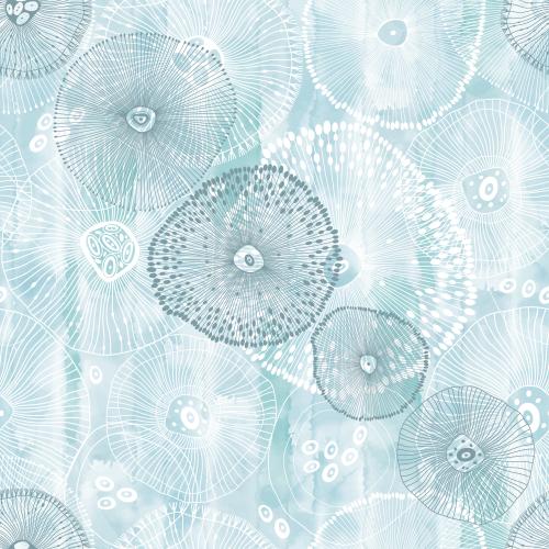 矢量图片 抽象蓝色水彩中的海洋生物