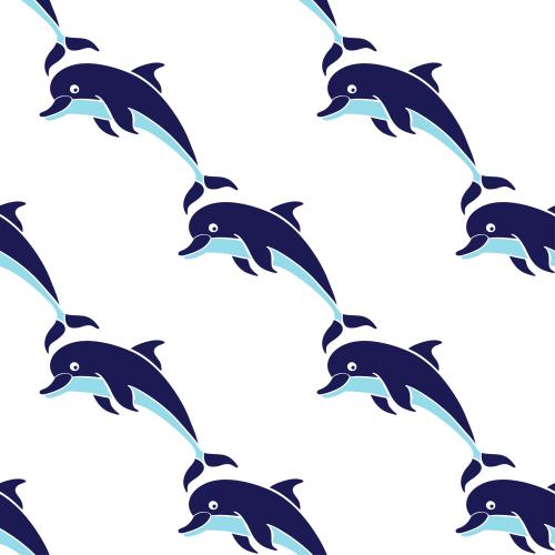 海豚。矢量图 白色背景上的可爱海豚