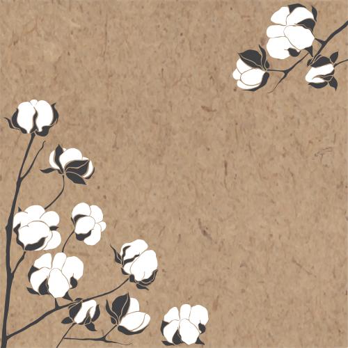 棉花。矢量图 纯棉角形构图带牛皮纸文字区