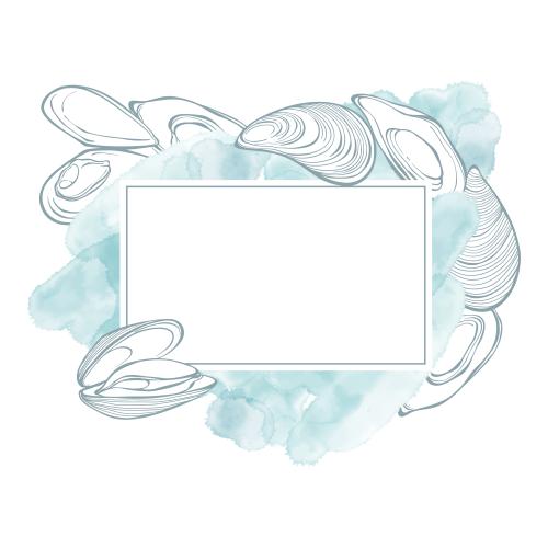 贻贝。矢量图 缪斯-水彩幻彩碎片-长方形文本区域