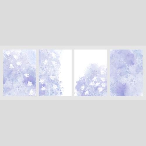 矢量图片 四张紫罗兰水彩画风铃明信片