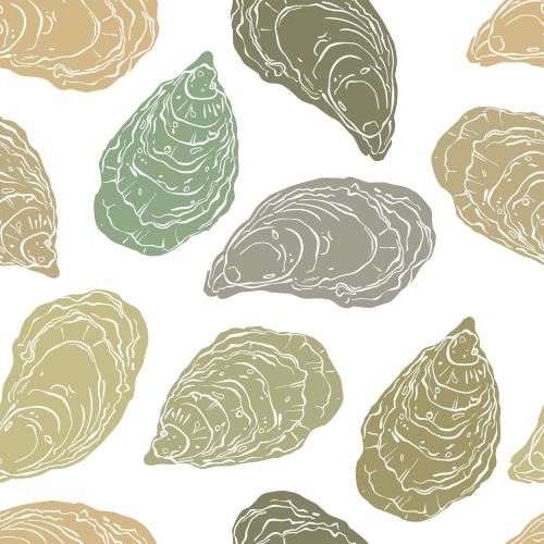 牡蛎。矢量图 白底彩色剪影牡蛎