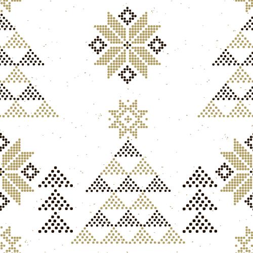 矢量图片 圣诞树与由圆点组成的星星雪花在白色背景上