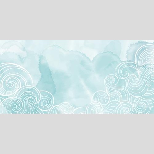 贺卡。矢量图 装饰波浪，蓝色水彩背景上的文字区域