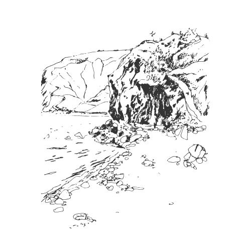 山脉。矢量图 克里米亚度假风山水白底素描