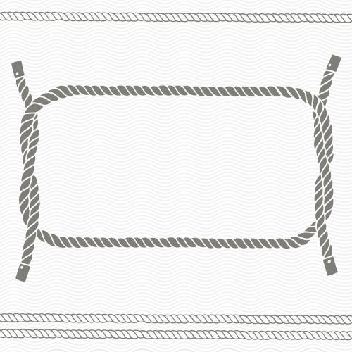 海用绳子。矢量图 船用绳索矩形框架，带文字位置，白色背景海浪图案
