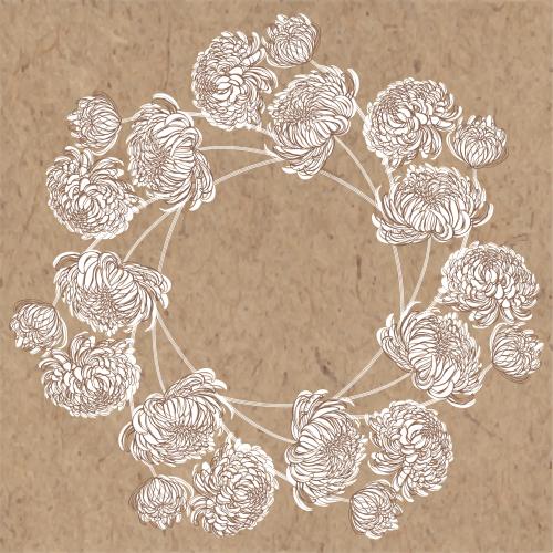 菊花。矢量图 菊花圆形卡纸框架