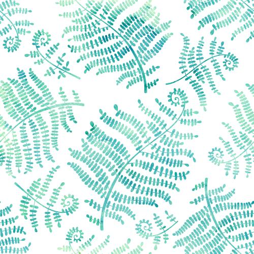 原创位图 水彩蕨类植物的叶子白色背景