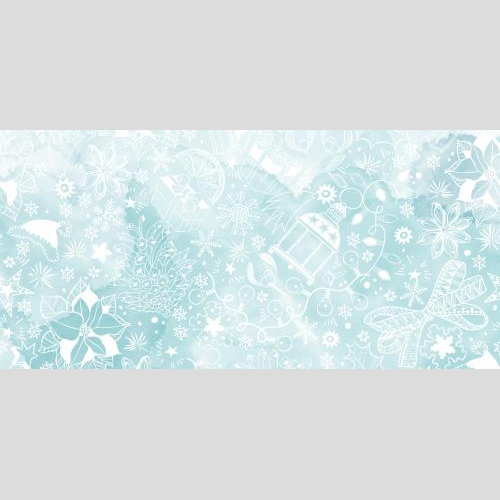 矢量图片 松果、花环、一品红、雪花、蝴蝶结、礼物和其他冬季节日符号，绘制在蓝色水彩纸上