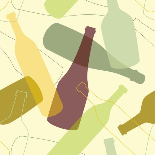 饮料。矢量图 彩色酒瓶轮廓剪影