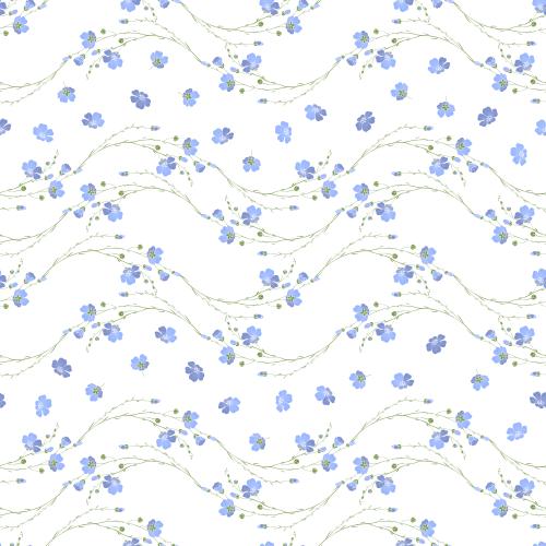 亚麻。矢量图 亚麻花开白底