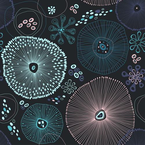 矢量图片 抽象海洋生物黑色背景
