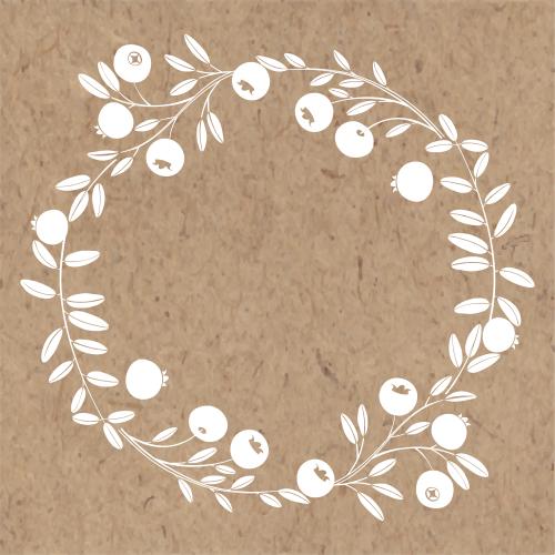 越橘。矢量图 手工制作的蔓越莓枝条圆形相框