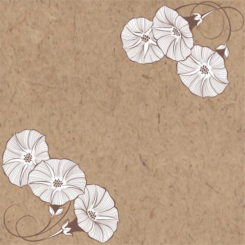 牵牛花。矢量图 牵牛花纹牛皮纸文字区角形设计