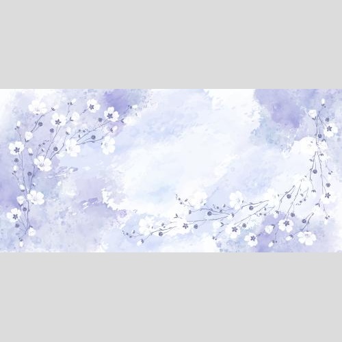 贺卡。矢量图 亚麻色小花与紫色水彩背景上的文字区域