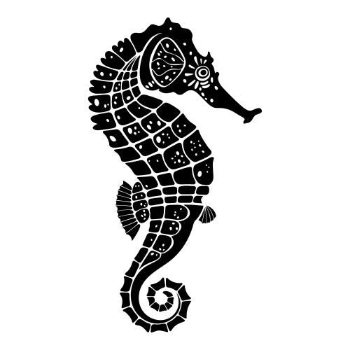 矢量图片 白底黑影海马