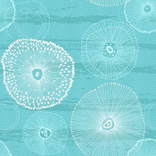 矢量图片 抽象的海洋生物，蓝绿色波浪